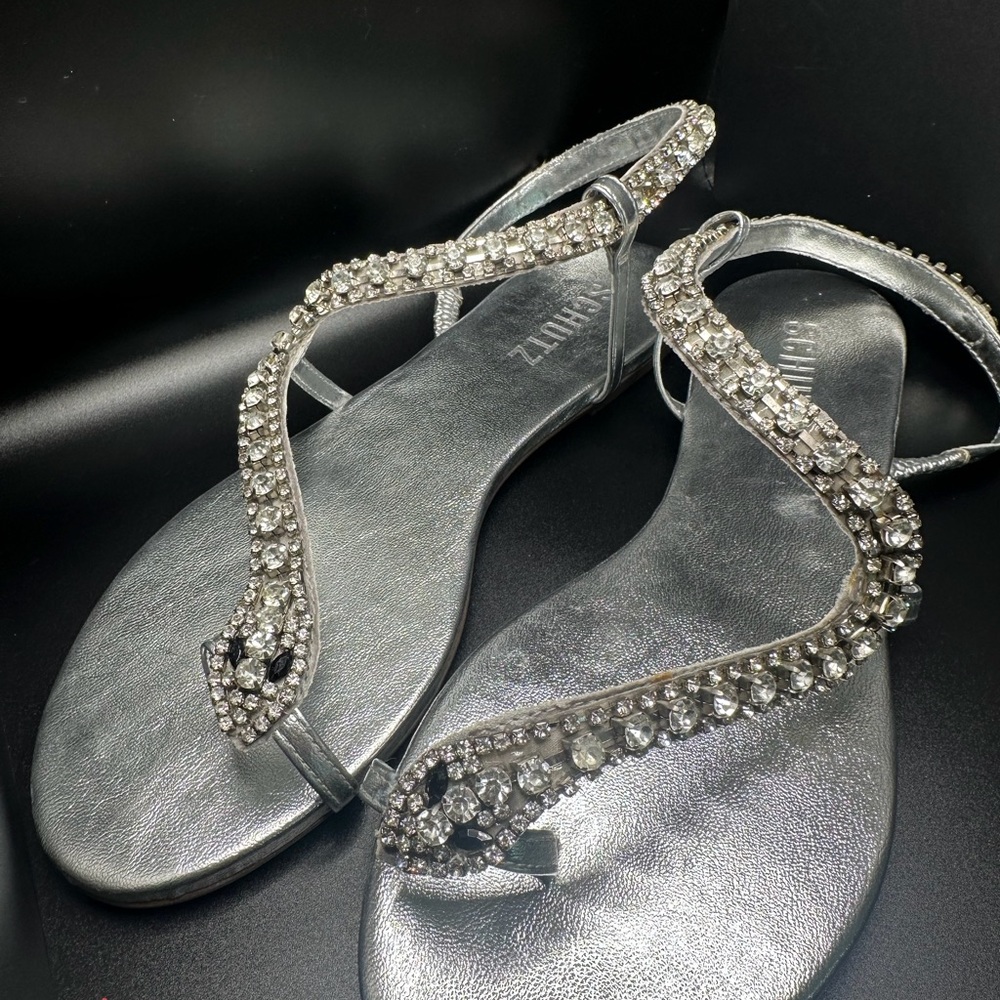 SCHUTZ Silver Crystal Sandals